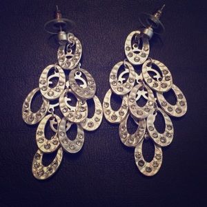 BCBG silver chandelier earrings